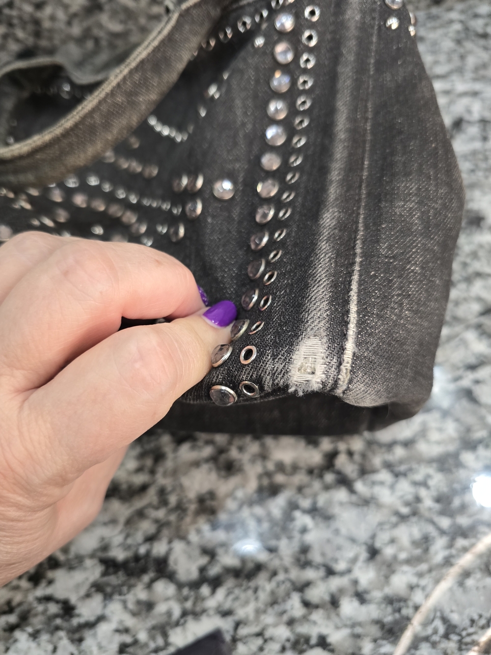 Prada Canapa Bijoux Crystal Embellished Denim Tote (Small) - Picture 11 of 16